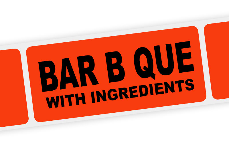 bar b que with ingredients label