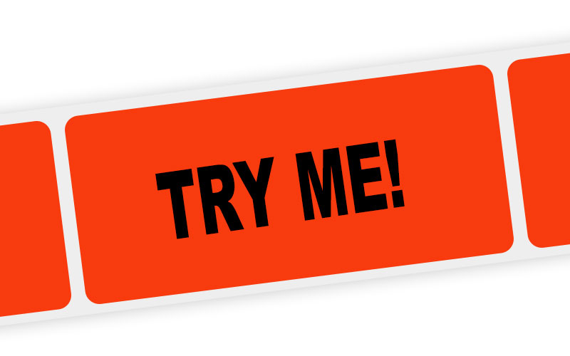 try me! label